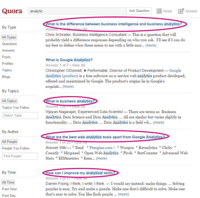 A screenshot of Quora search results.