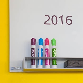 A whiteboard with 2016 written on it — the year of big video marketing changes.